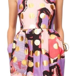 RARE ASOS Black Lauren McCalmont‎ Foil Spot Graffiti Print Dress Artist Collab 6